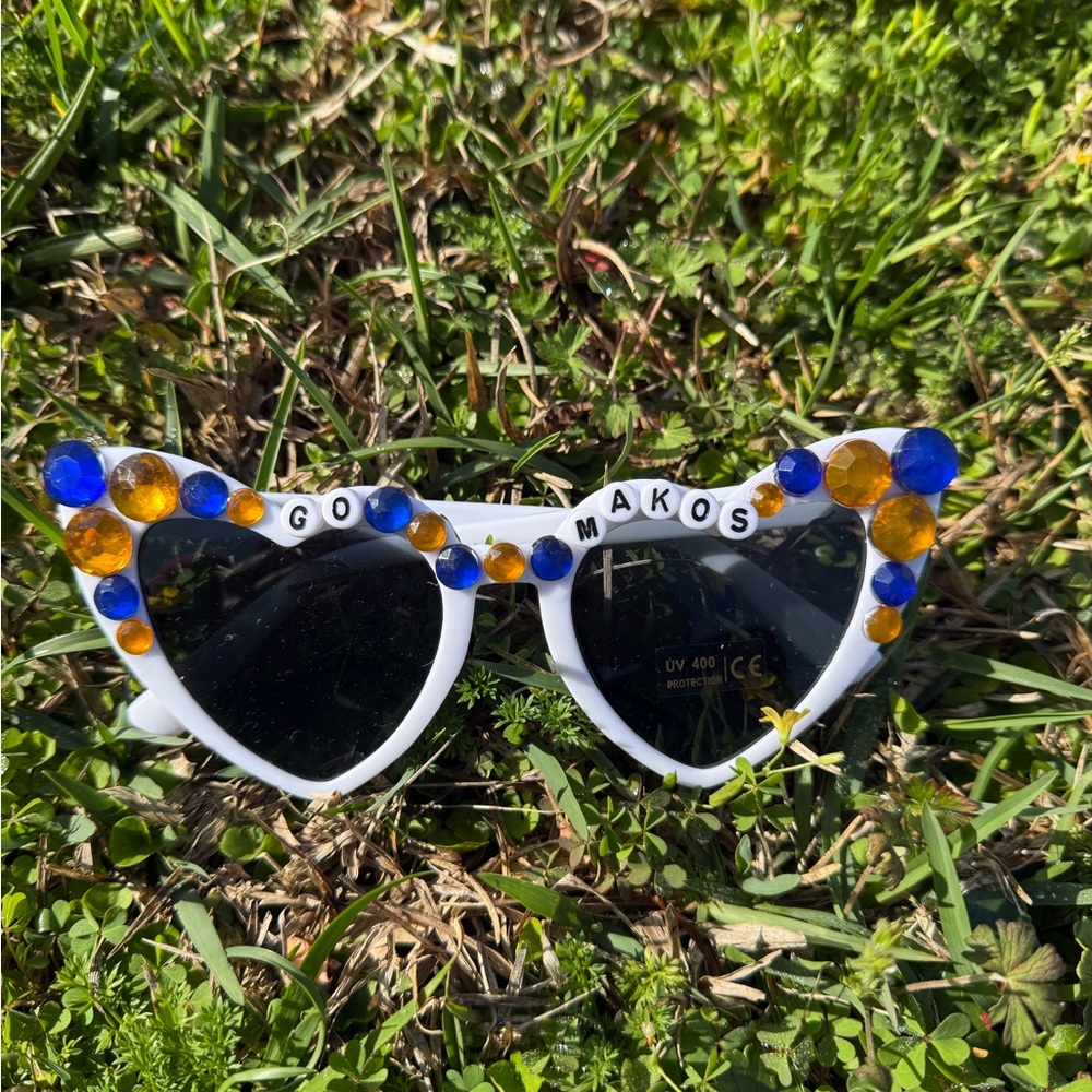 Orange Beach Makos Sunglasses with Blue & Orange Gems